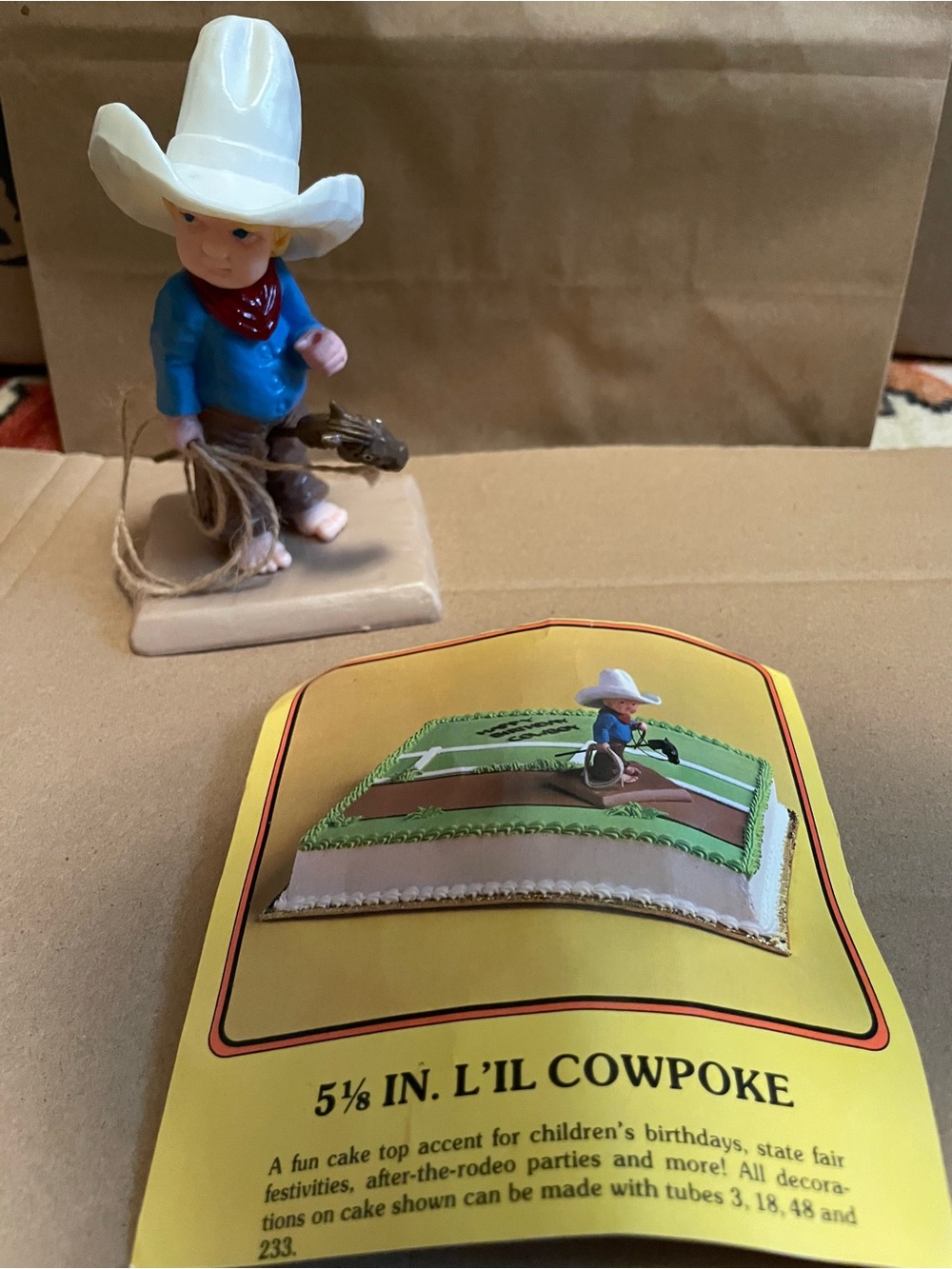 VTG 1979 Wilton L’il Cowpoke 51/8” Caketops Decoration 10-Gallon Hat & Horse